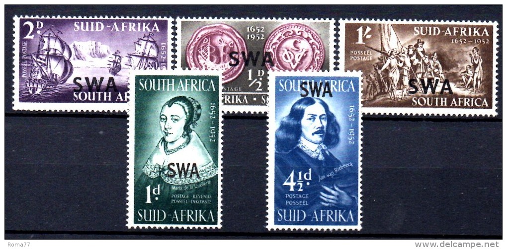 T370 -  SOUTH WEST AFRICA 1952,  Serie Cinque Valori  *** - Afrique Du Sud-Ouest (1923-1990)