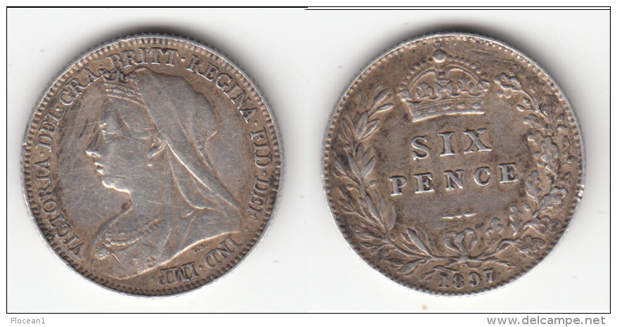 *** GREAT BRITAIN - GRANDE-BRETAGNE - 6 PENCE 1897 - SIX PENCE 1897 - VICTORIA - SILVER - ARGENT *** ACHAT IMMEDIAT !!! - H. 6 Pence