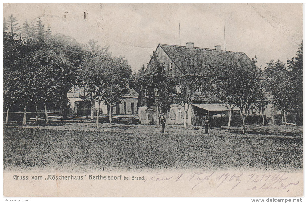 AK Gruss Röschenhaus Gasthof Bei Berthelsdorf Brand Erbisdorf Freiberg Weissenborn Zug Rosine Langenrinne Lichtenberg - Brand-Erbisdorf