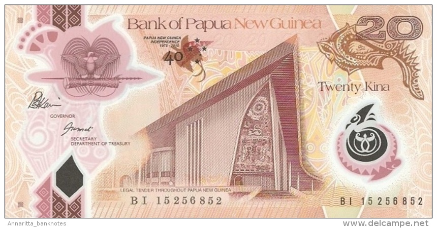 PAPUA NEW GUINEA 20 KINA 2015 P-NL UNC COMMEMORATIVE [ PG153a ] - Papouasie-Nouvelle-Guinée