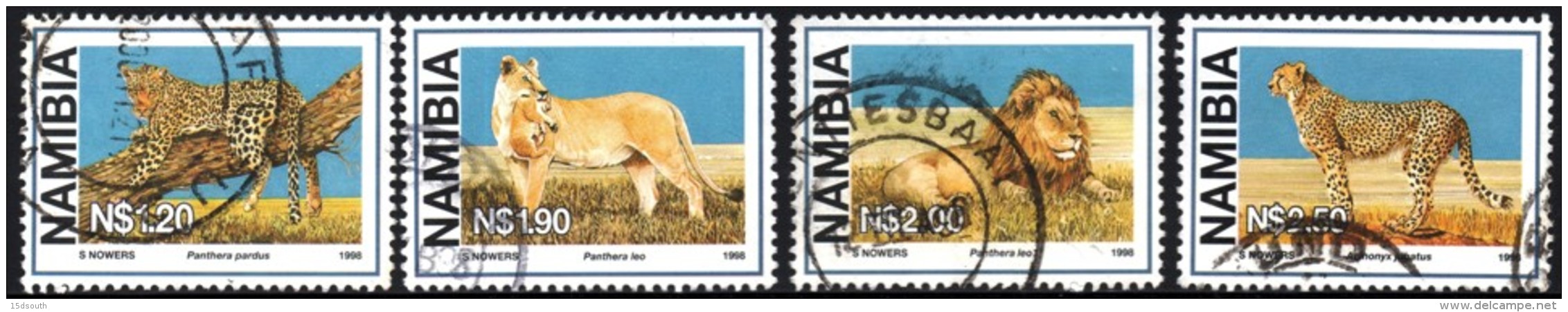 Namibia - 1998 Large Wild Cats Set (o) # SG 782-785 , Mi 927-930 - Big Cats (cats Of Prey)