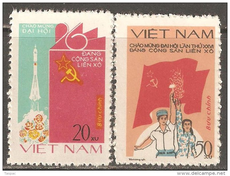 Vietnam 1981 Mi# 1153-1154 (*) Mint No Gum - 26th Soviet Communist Party Congress / Space - Asia