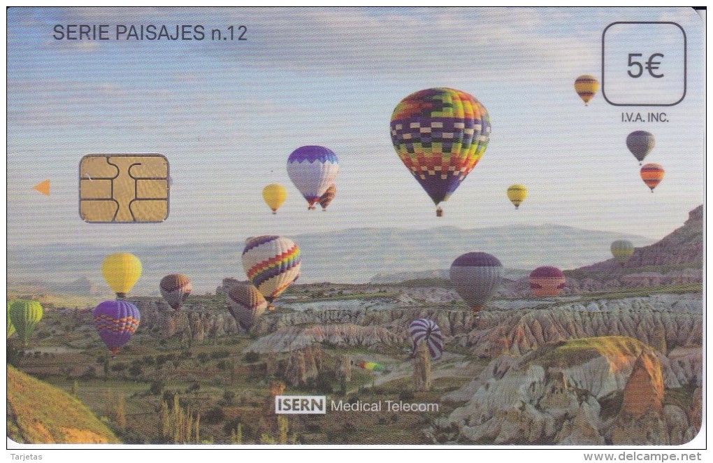 ISN-216 TARJETA DE ESPAÑA DE ISERN DE LA SERIE PAISAJES Nº12 (GLOBO-BALLOON) - Emisiones Básicas