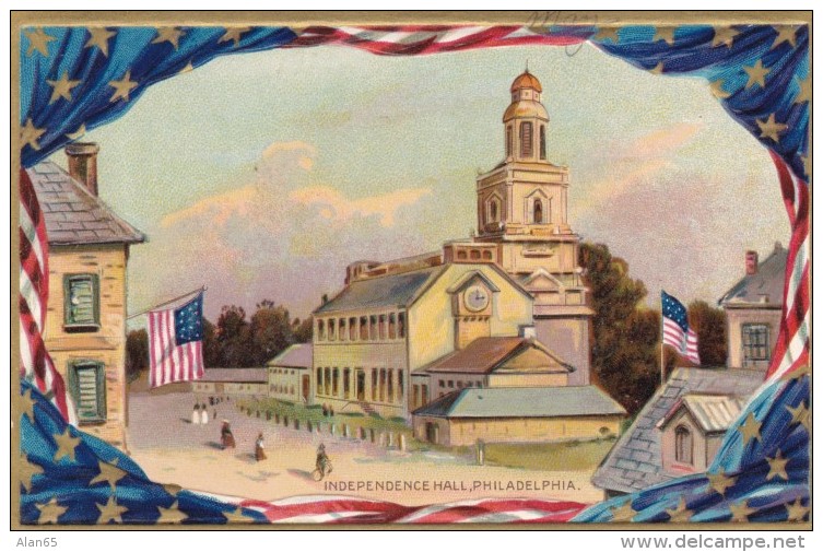 Independence Day Fourth Of July, US Patriotic US Patriotic Theme Indepence Hall C1900s Vintage Tuck #159 Postcard - Other & Unclassified