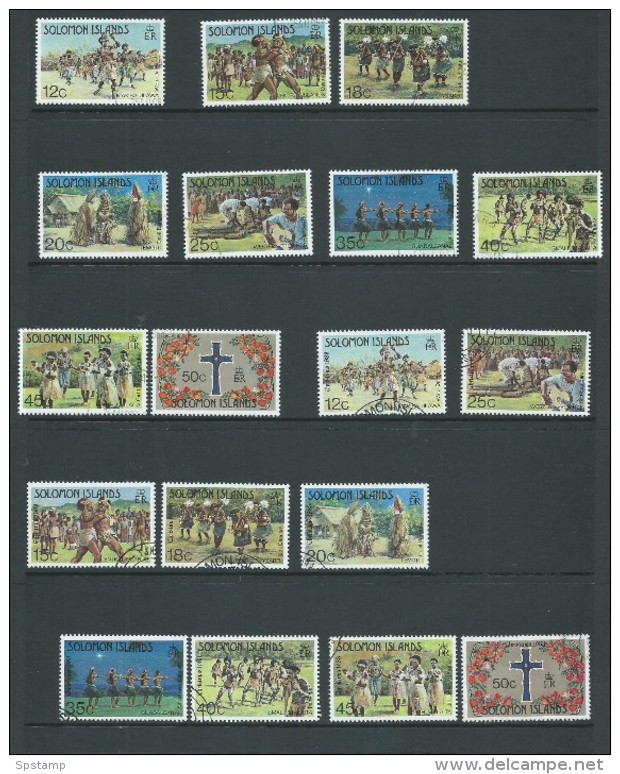 Solomon Islands 1983 Christmas Both Sets Of 9 FU ( With And Without Inscription ) - Salomon (Iles 1978-...)