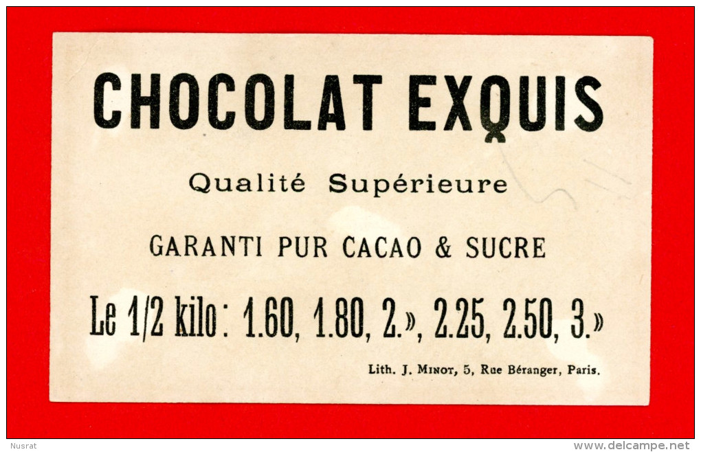 Chocolat Exquis, Chromo Lith. J. Minot,  Mère & Enfant, Bicyclette - Autres & Non Classés