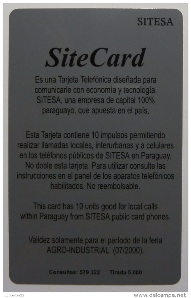 PARAGUAY - SiteCard - Tarjeta Telefonica - SITESA - Mint - Paraguay