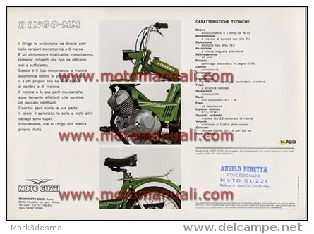 Moto Guzzi Dingo 50 MM 1975 Depliant Originale Genuine Brochure Prospekt - Motores