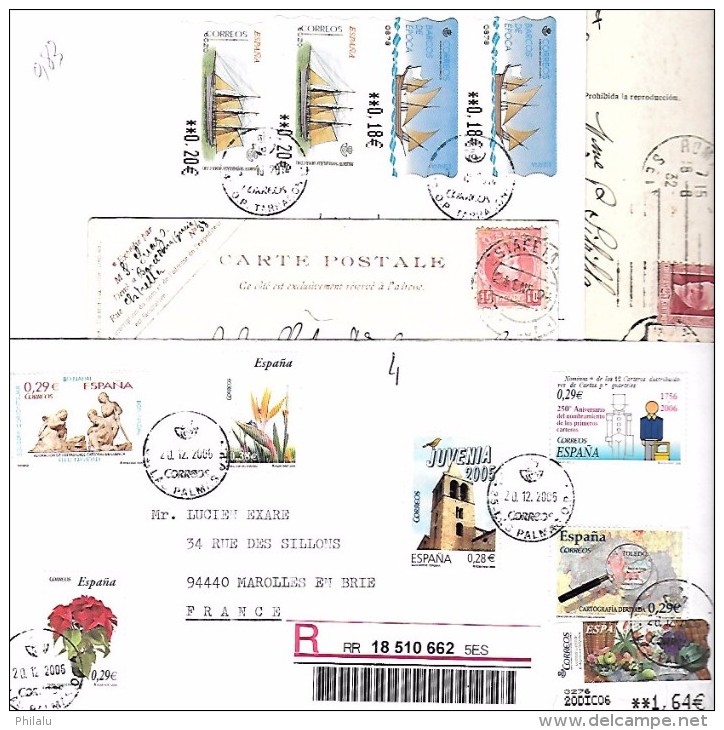 Espagne Lot De 4 Courriers Dont Deux Cartes Postales - Autres & Non Classés