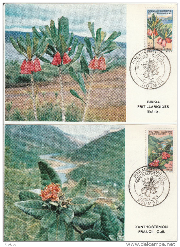 Nouméa 1964 - 2 Carte Maximum Fleurs Flowers Blumen - Cartoline Maximum