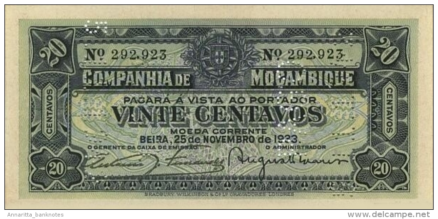 MOZAMBIQUE 20 CENTAVOS 1933 P-R29 UNC  [ MZR29 ] - Moçambique