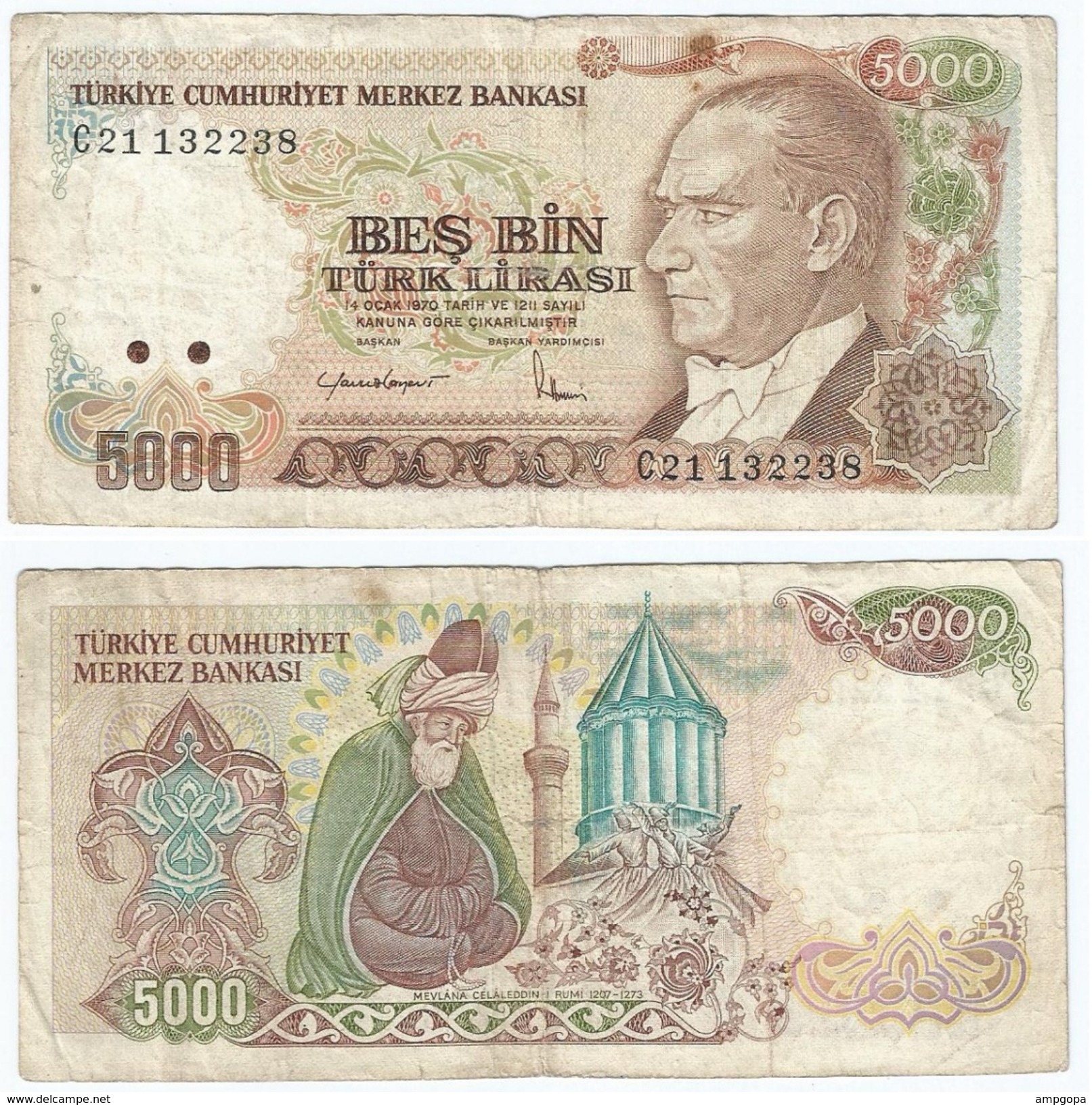 Turquía - Turkey  5.000 Lirasi 1985 (L1970) Pick 197(I) Ref 444 - Turquia