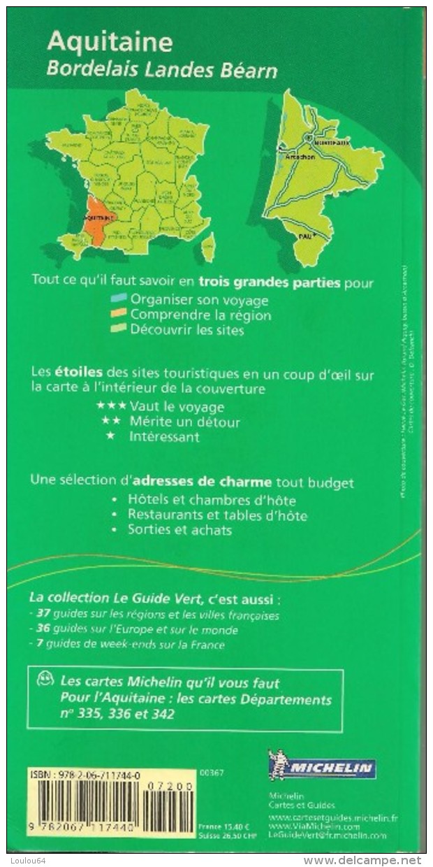 Guide Michelin - Le Guide Vert - N° 4 - Aquitaine - Parution 2008 - 352 Pages - En Superbe état - - Michelin (guides)
