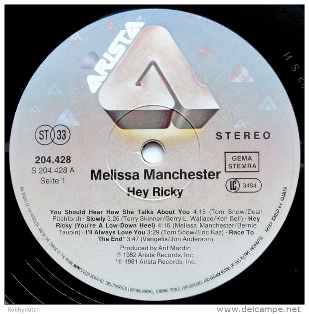 * LP *  MELISSA MANCHESTER - HEY RICKY (Germany 1982) - Disco, Pop