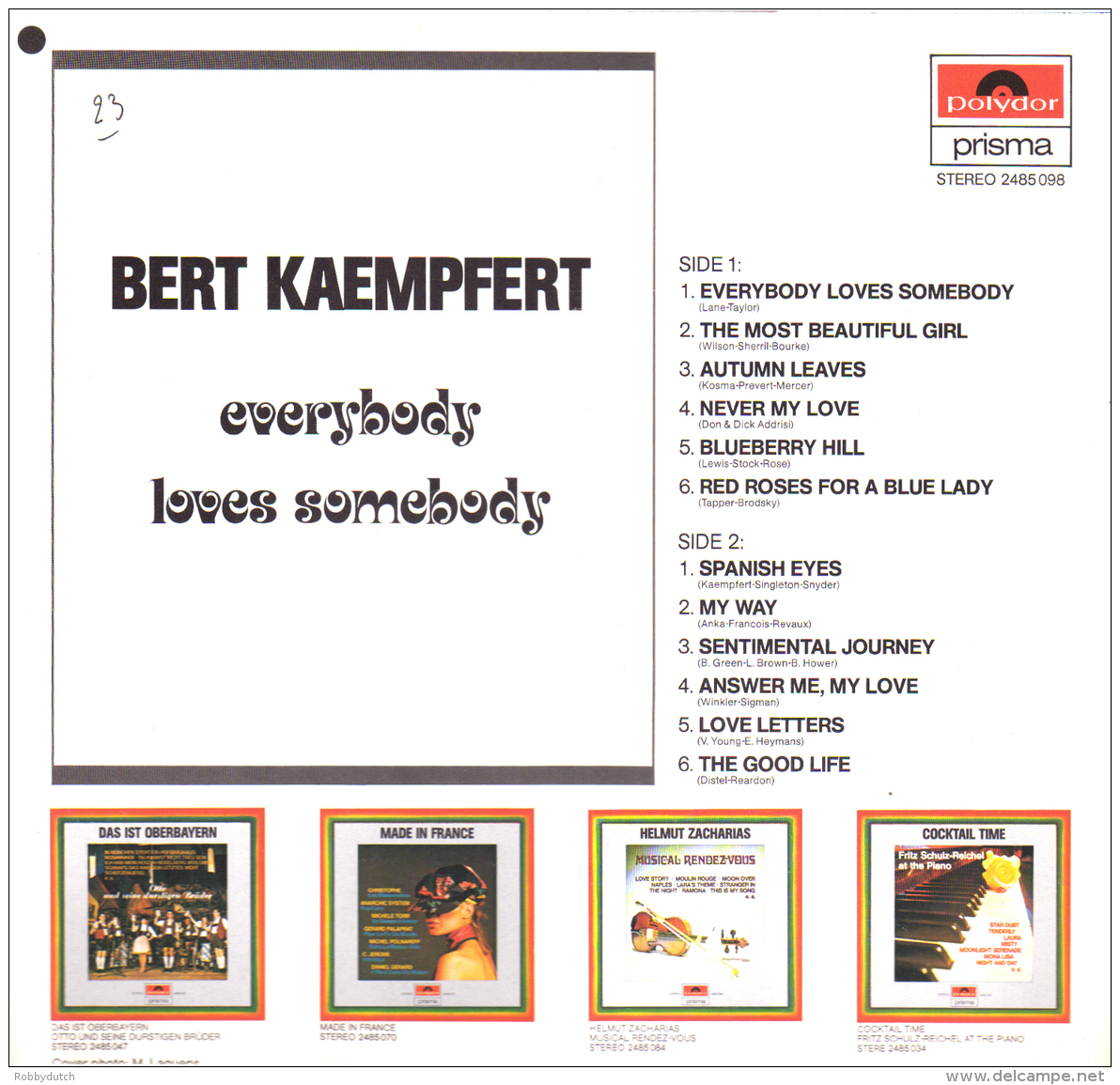 * LP *  BERT KAEMPFERT - EVERYBODY LOVES SOMEBODY (Belgium  1976 EX!!!) - Instrumentaal