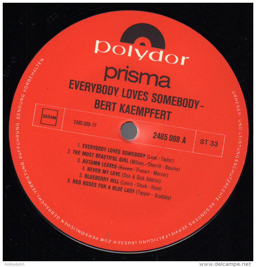 * LP *  BERT KAEMPFERT - EVERYBODY LOVES SOMEBODY (Belgium  1976 EX!!!) - Instrumentaal