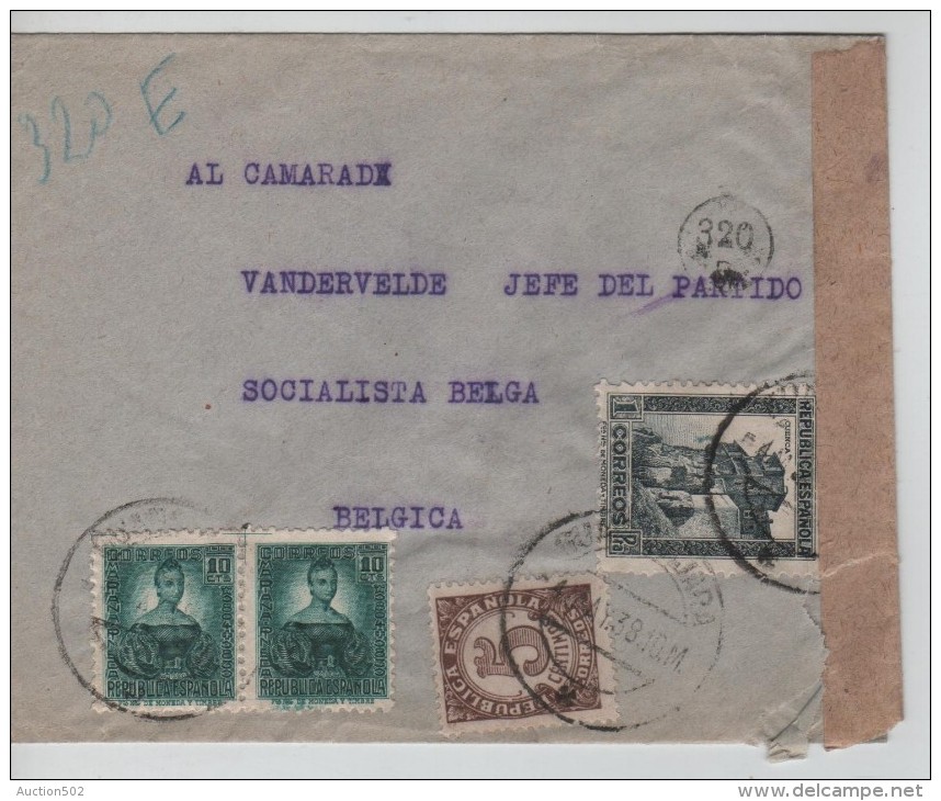 Espagne-Espana Air Mail Cover Gudalajara 4/5/1938 To Belgium Censored PR3409 - Covers & Documents