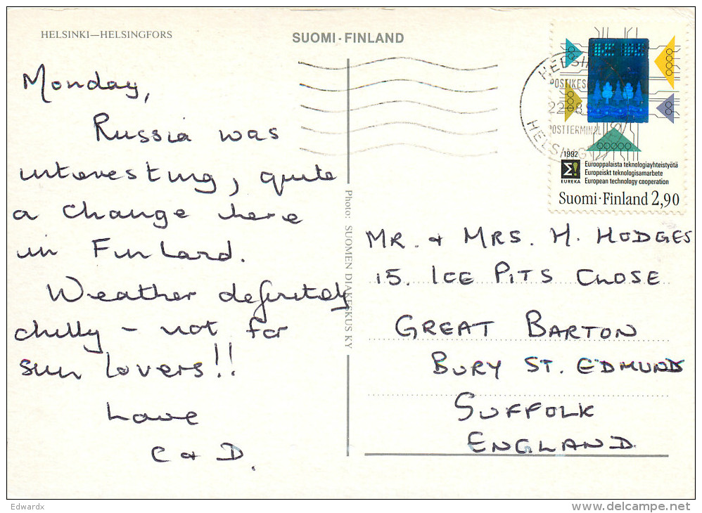 Helsinki, Finland Postcard Posted 1994 Stamp - Finland