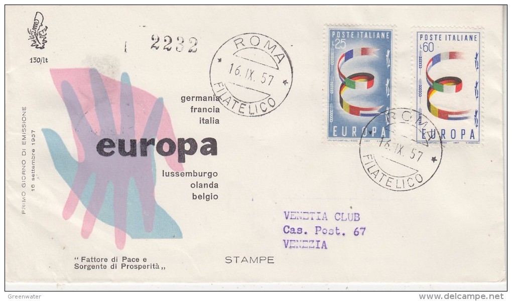 Europa Cept 1957 Italy 2v FDC (F5642) - 1957