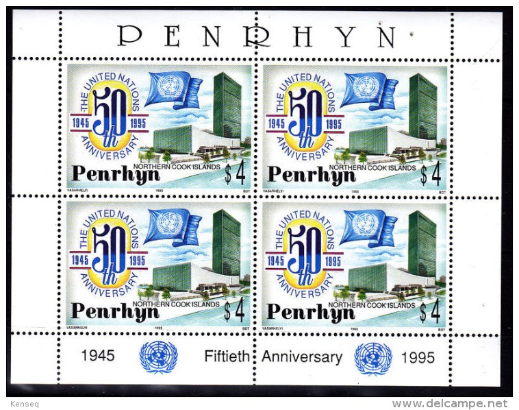 Penrhyn 1995 United Nations Anniversary MS + MNH - Penrhyn