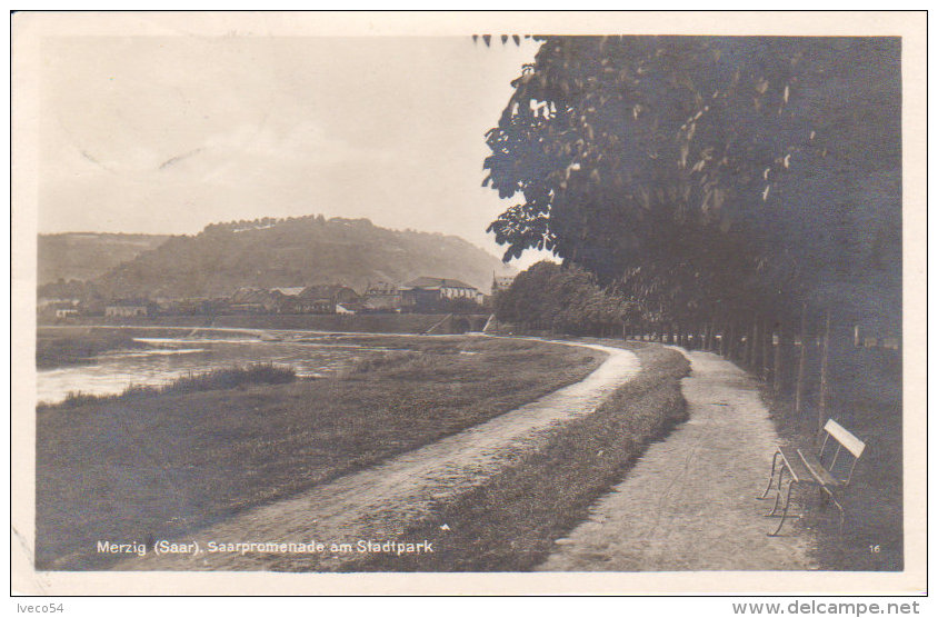 1931  Merzig  " Saarpromenade Am Stadrpark  "  ( Vers Esch ) - Kreis Merzig-Wadern