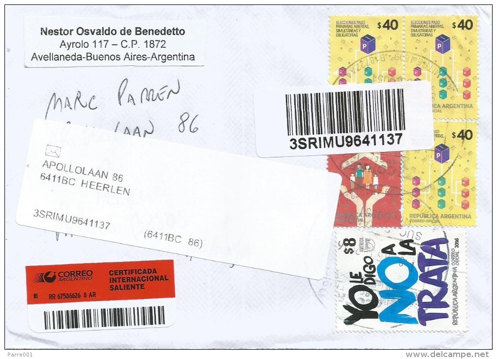 Argentina 2016 Buenos Aires "Yo Le Digo No A La Trata" Campaign Barcoded Registered Cover - Briefe U. Dokumente