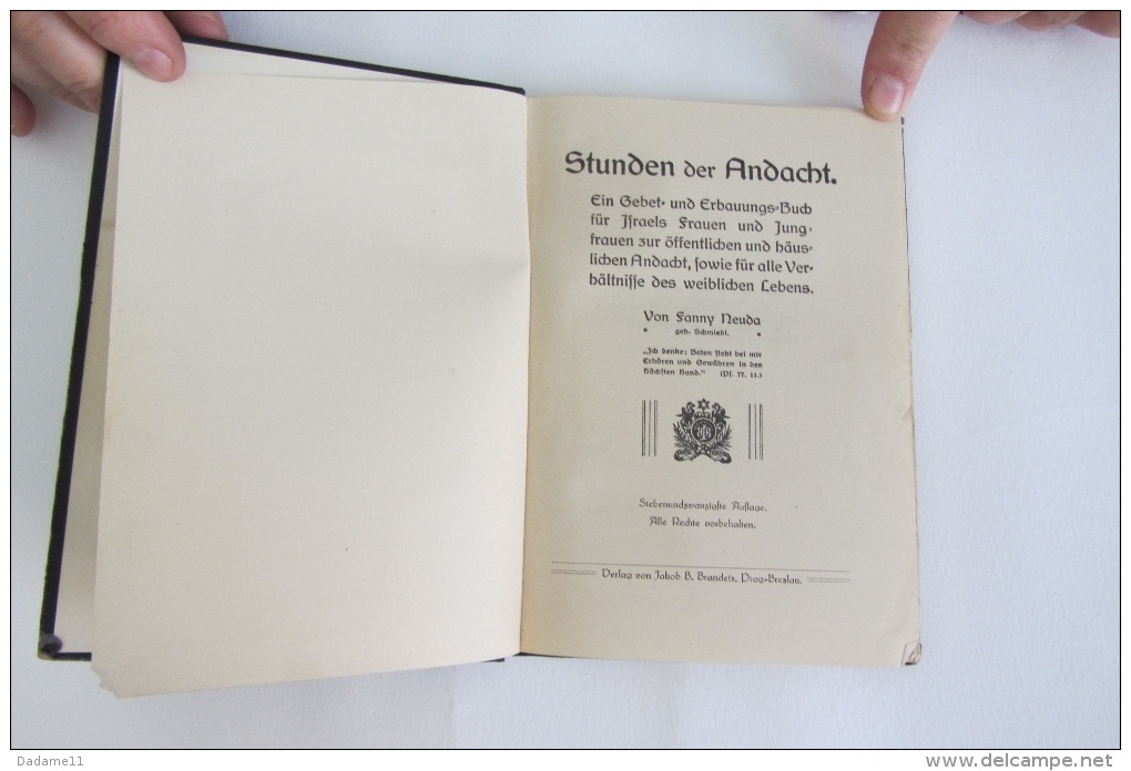 Rare Stunden Den Andacht Von  Fanny Neuda Pour Femmes Juives  Judaïca Frankfurt Am Main - Livres Anciens