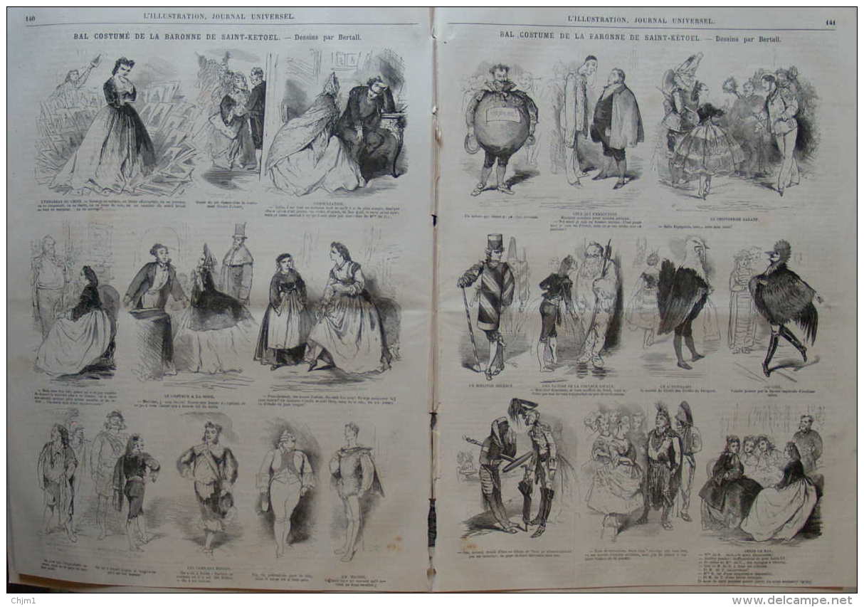Bal Costume De La Baronne De Saint-Kétoel - Page Original Double 1864 - Documents Historiques