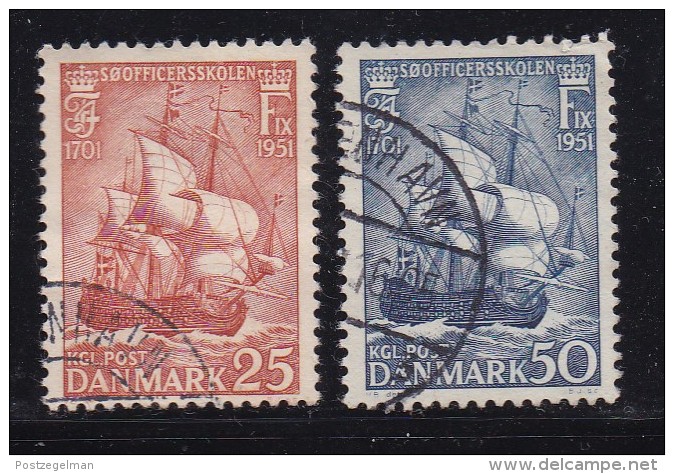 DENMARK, 1951, Used Stamp(s), "HAKON"Sailingship,  Mi 323-324, #10059, Complete - Used Stamps