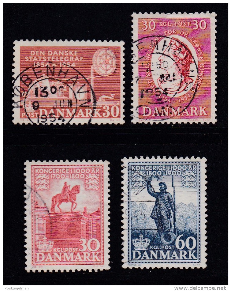 DENMARK, 1954, Used Stamp(s), Various Stamps,  Mi 351=357 #10068,  4 Values - Used Stamps