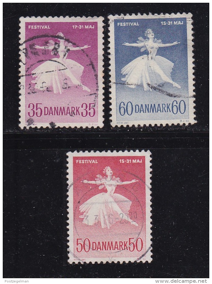 DENMARK, 1959, Used Stamp(s), Ballet Games,  Mi 374+403+435, #10073,  Complete - Used Stamps