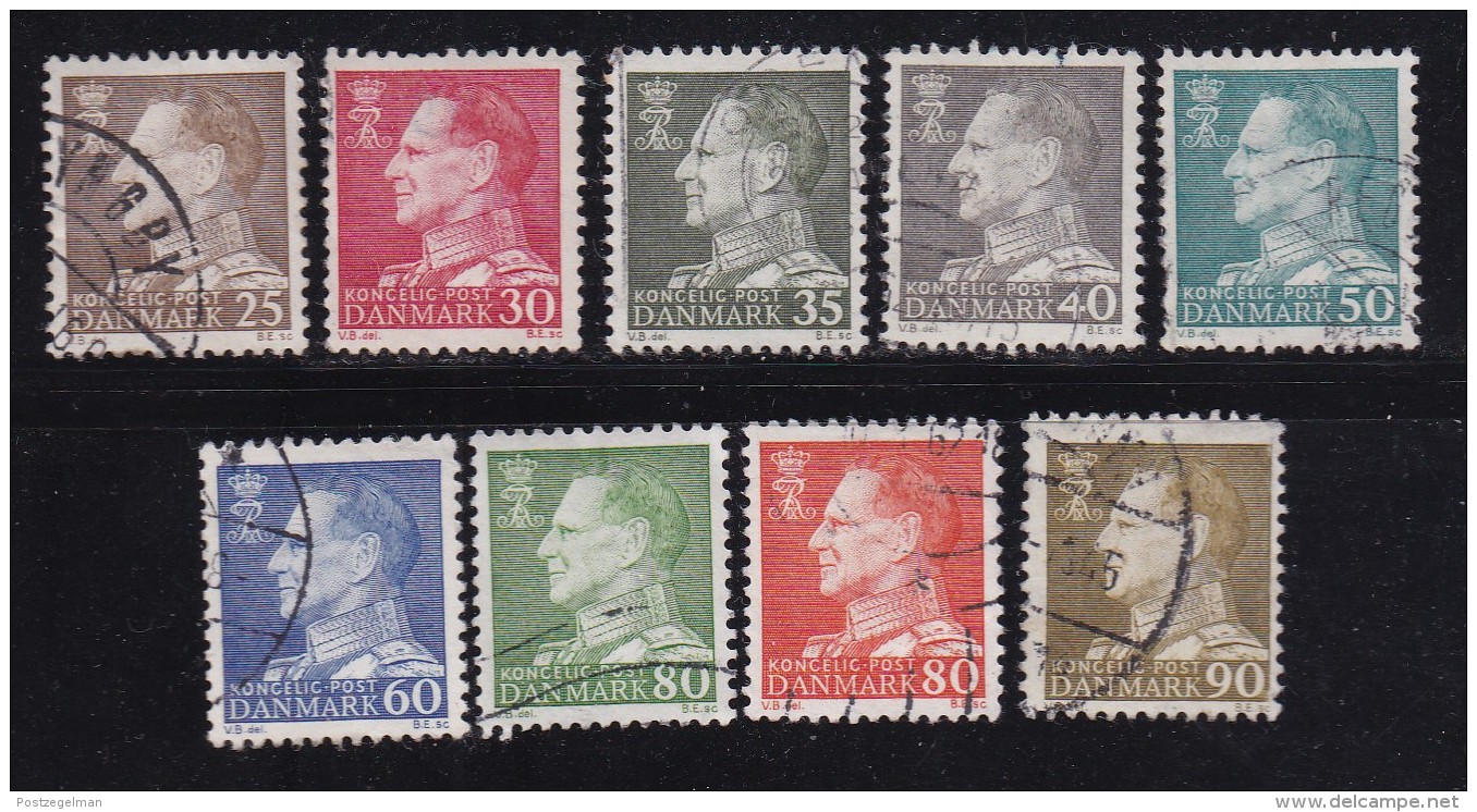 DENMARK, 1961, Used Stamp(s), Definitives, Frederik IX, MI 390-398 , #10079, 9 Values - Used Stamps