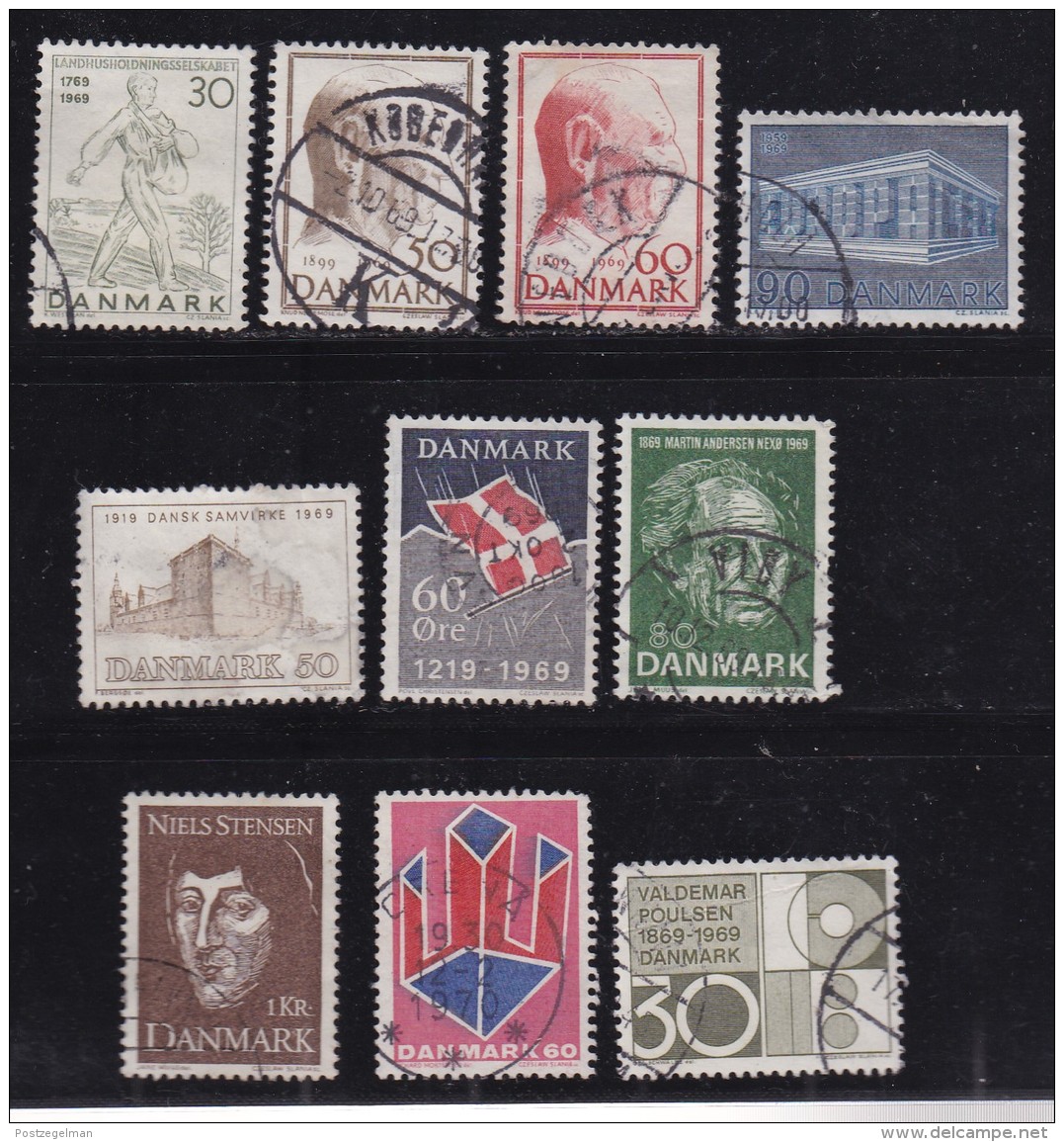 DENMARK, 1969, Used Stamp(s), Various Stamps, MI 474=487, #10096 , 10 Values - Gebraucht