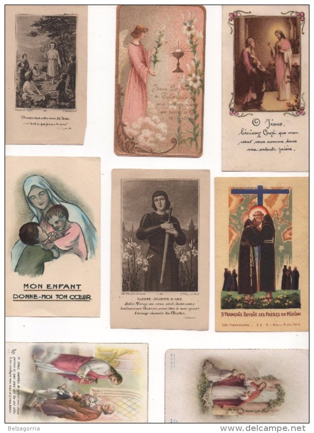 IMAGES RELIGIEUSES - LOT de 54 IMAGES DIFFERENTES NOMINATIVES COMMUNION etc...  VOIR SCANS