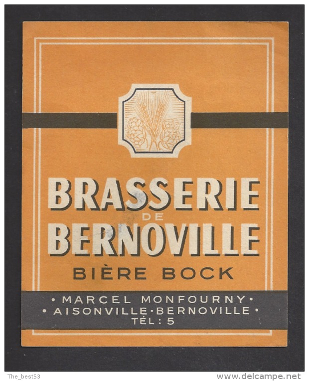 Etiquette De Bière Bock Années 50 -   Marcel Monfourny  à  Aisonville Et Bernoville   (02) - Bière