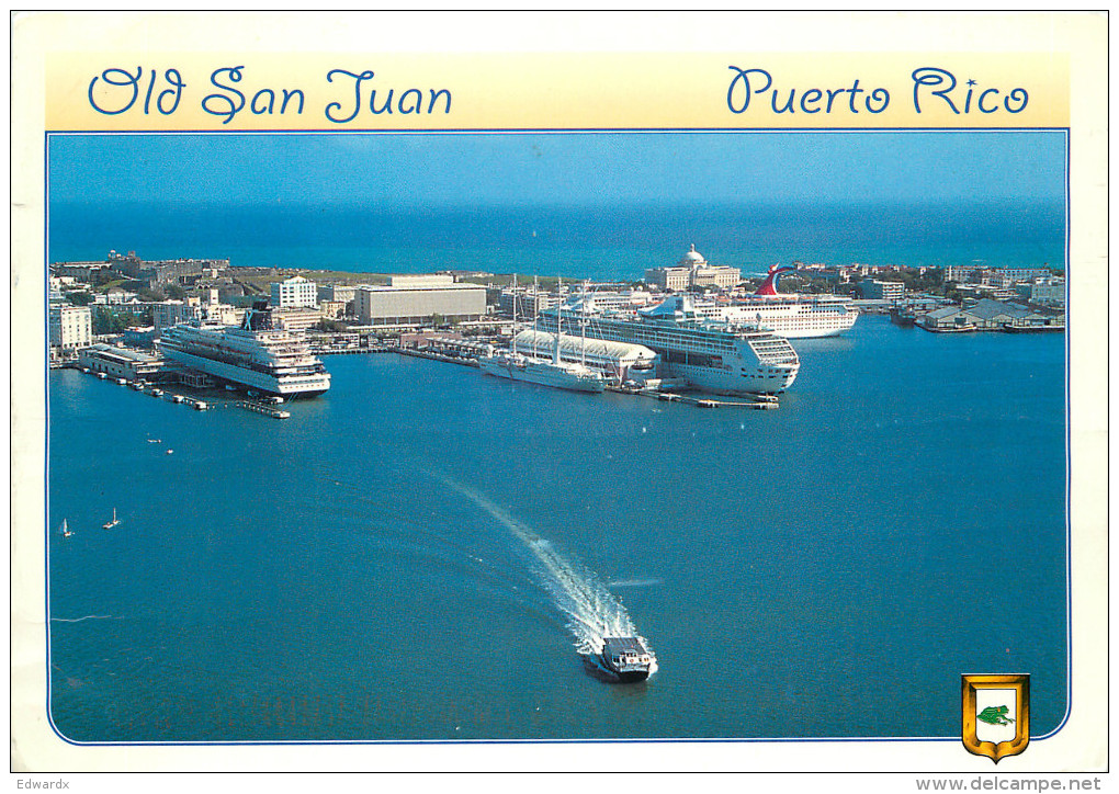 Cruise Liner Ships, San Juan, Puerto Rico Postcard Posted 2002 Stamp - Puerto Rico