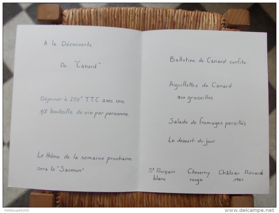 2 MENUS  GERARD PANGAUD Rond-Point Rhin Et Danube BOULOGNE Hauts-de-Seine - Menus