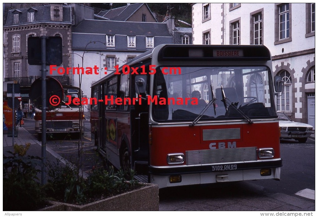 Reproduction D'une Photographie D'un Ancien Bus CBM Ligne Boissiere à Morlaix En 1977 - Otros & Sin Clasificación