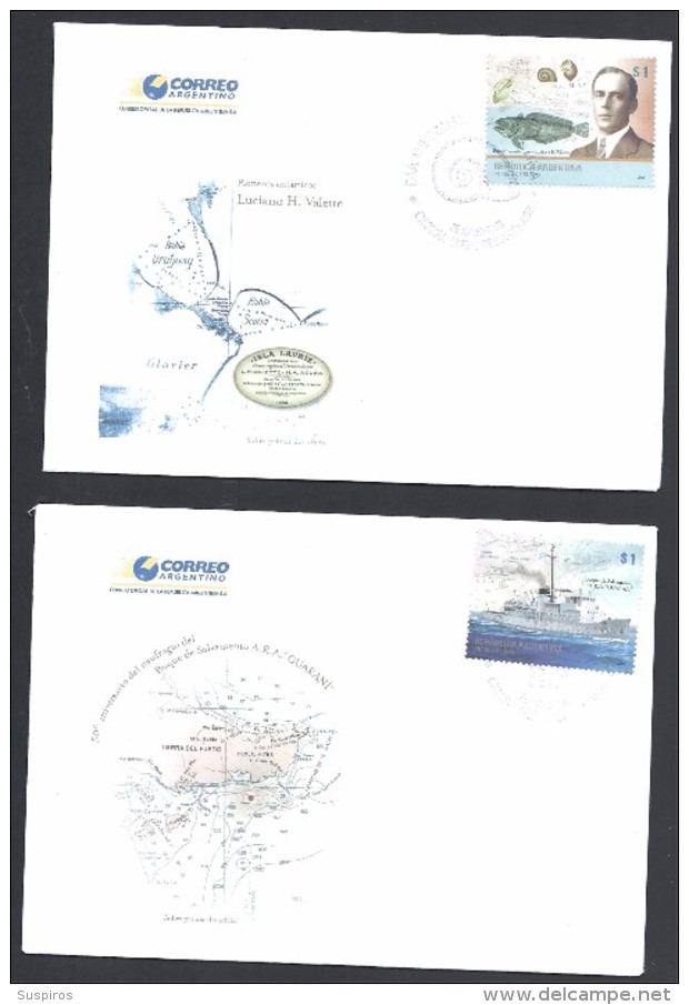 ARGENTINA 2008 Antarctic Pioneers 2 FDC + Booklet 2 STAMPS CANCELLED FIRST DAY - Gebraucht