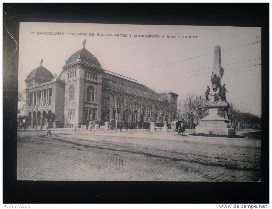 1757) España Spain Barcelona Palacio De Bellas Artes Y Monumento A Rius Y Taulet  Ed. Missé H. Barna - Barcelona