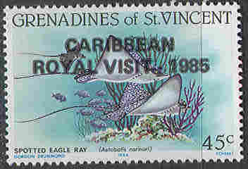 1494 Fauna Fishes Optd Royal Visite 1985 St.Lucia MNH 5ME ** - Peces