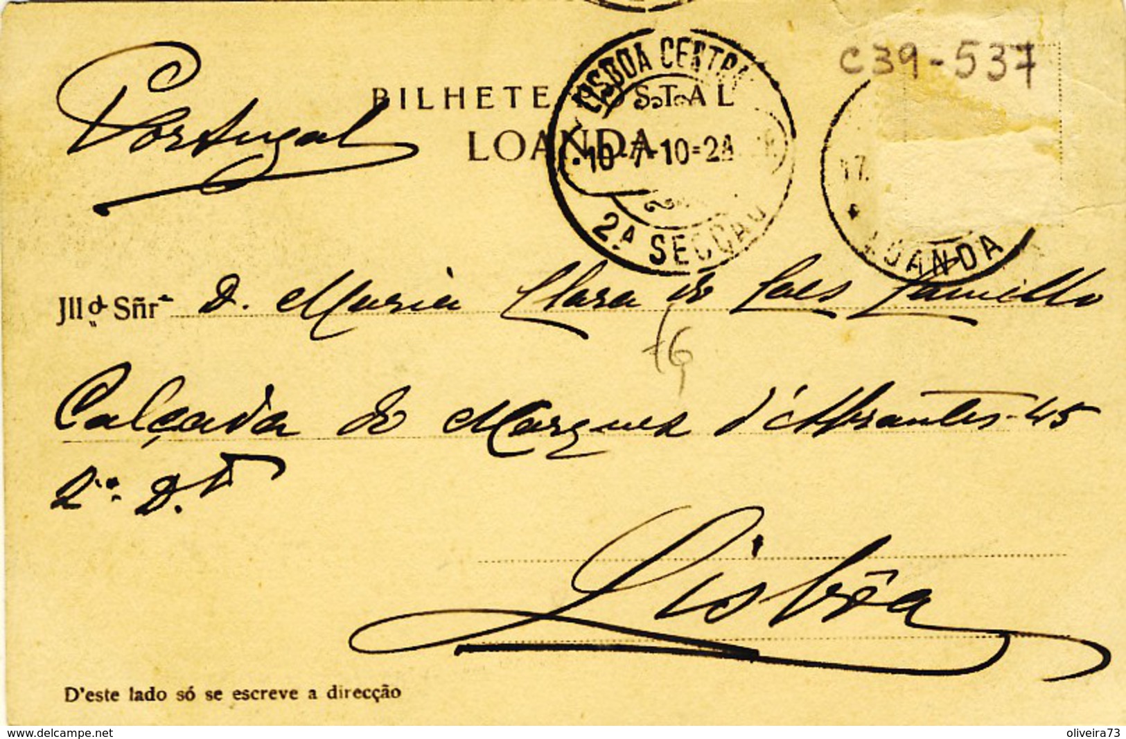 ANGOLA, LUANDA, LOANDA, Rua Salvador Correia (1910), 2 Scans - Angola