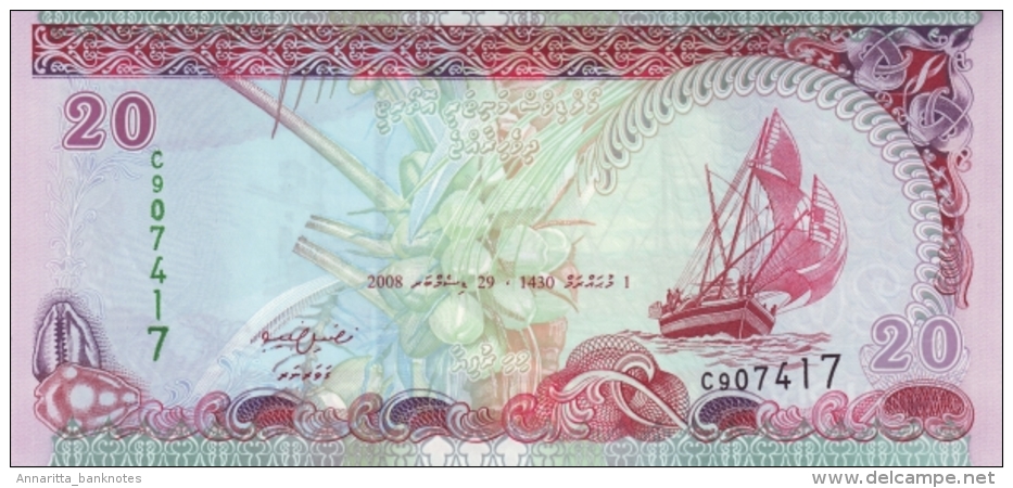 MALDIVES 20 RUFIYAA 2008 (AH1430) P-20c UNC  [ MV212b ] - Maldiven