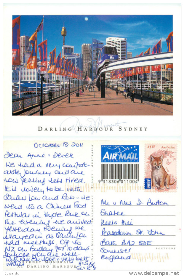 Darling Harbour, Sydney, NSW, Australia Postcard Posted 2011 Stamp - Sydney