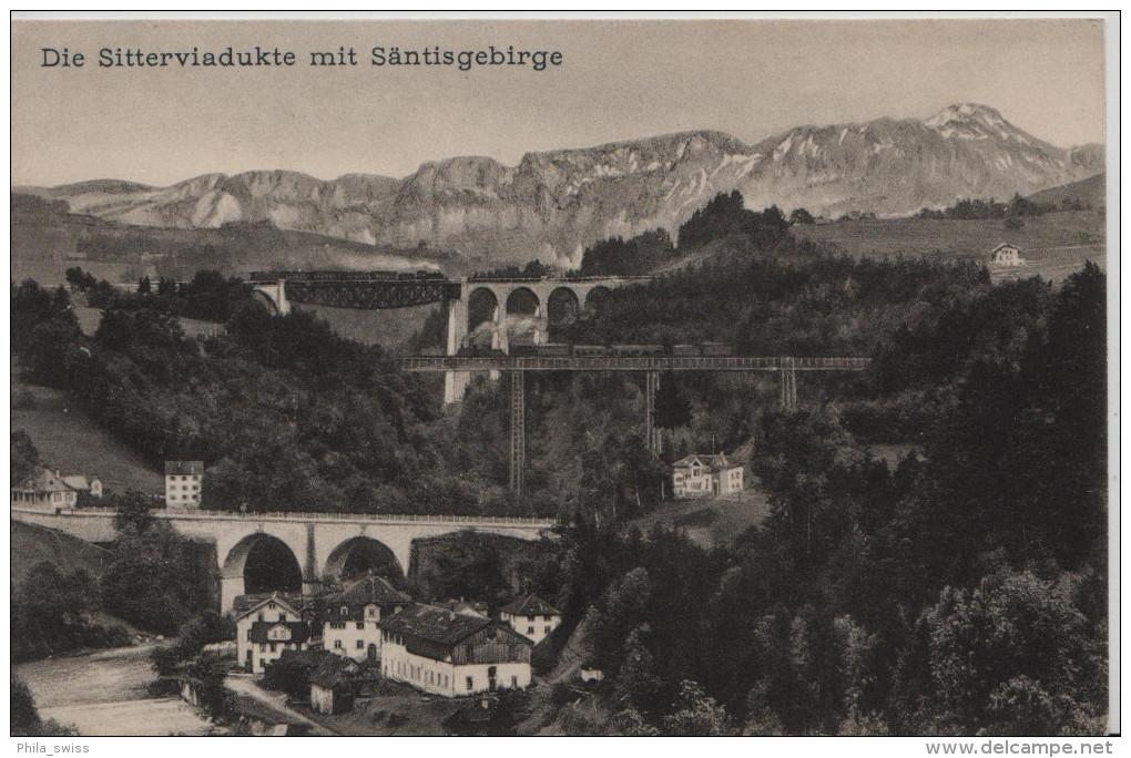 Die Sitterviadukte Mit Säntisgebirge Mit Dampfzug - Nr. 1 Graphit - Autres & Non Classés