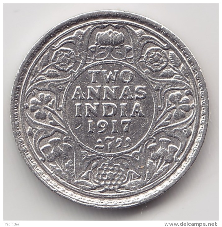 @Y@    Brittisch India   2 Annas  1917 Argent  (3041) - India