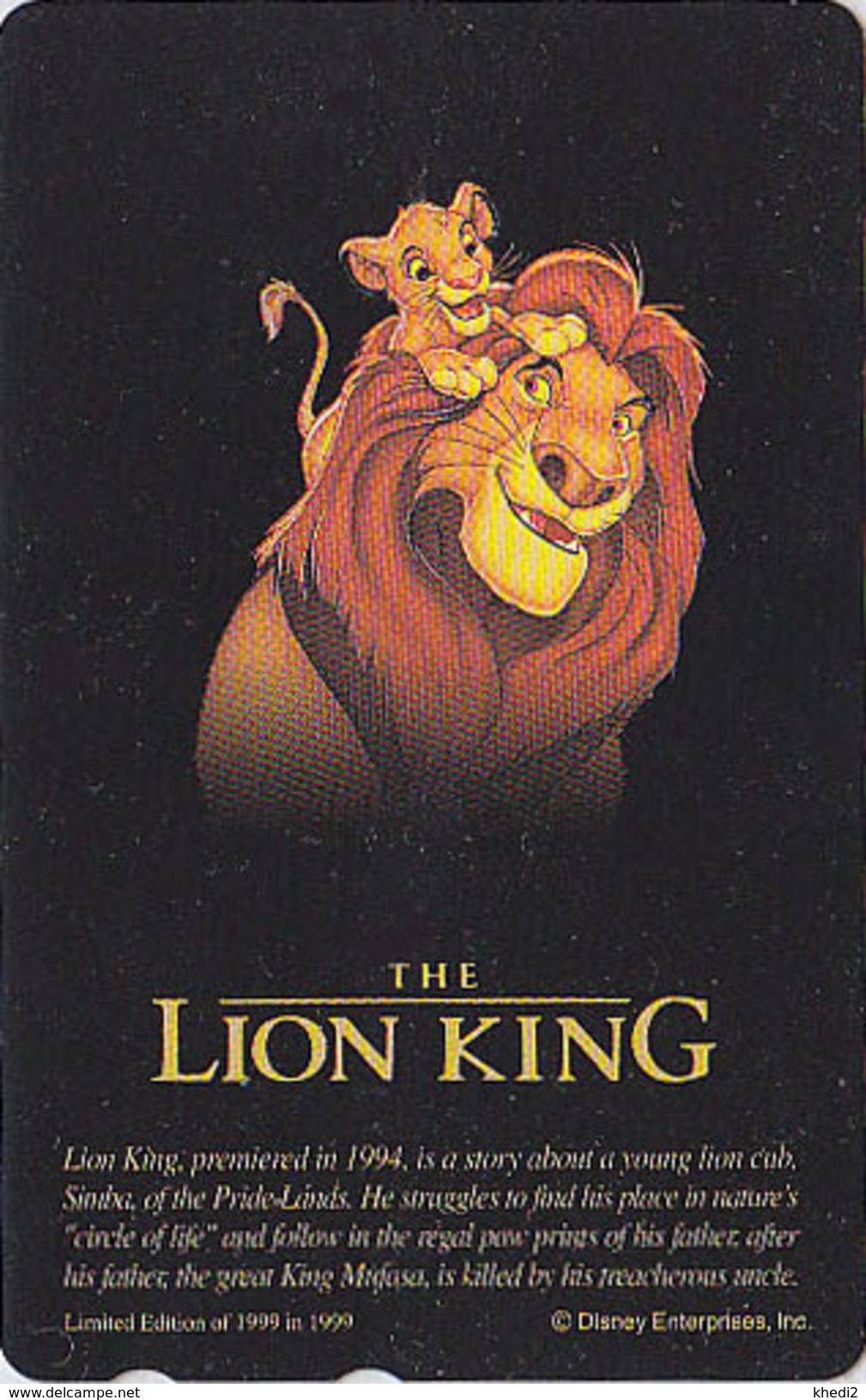 Télécarte NEUVE Japon DISNEY / 110-207899 - SERIE NOIRE - ROI LION KING - Japan MINT Movie Phonecard - Disney