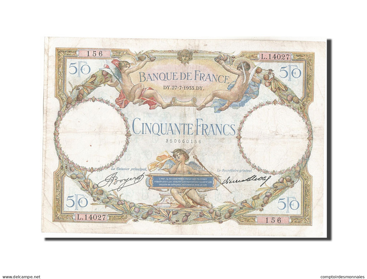 Billet, France, 50 Francs, 50 F 1927-1934 ''Luc Olivier Merson'', 1933 - 50 F 1927-1934 ''Luc Olivier Merson''