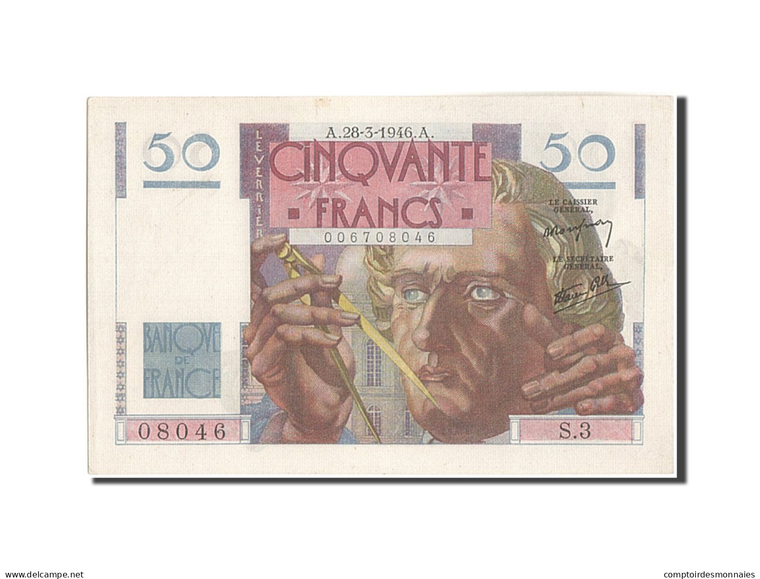 Billet, France, 50 Francs, 50 F 1946-1951 ''Le Verrier'', 1946, 1946-03-28, SPL - 50 F 1946-1951 ''Le Verrier''