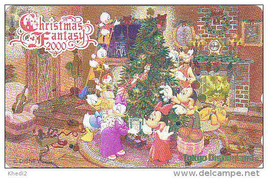 Télécarte NEUVE Dorée OR Japon / 110-212029 - DISNEY NOEL CHRISTMAS FANTASY 2000 - DISNEYLAND Japan MINT GOLD Phonecard - Disney